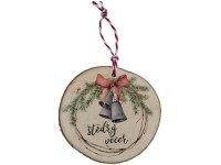 SK Závesná drevená vianočná ozdoba 60 mm - Štedrý večer